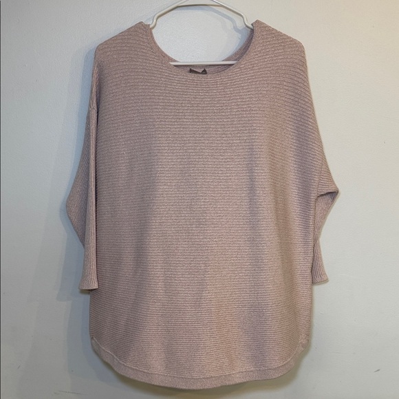 Chico's Sweaters - Chicos Pink Ribbed Gold Metallic Shimmer Pullover Sweater Size 3 (16/XL)
